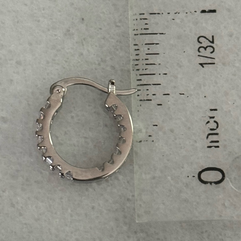 NEW STOCK Sterling Silver Wrap Around Princess Crystal Pave Hoop Earrings - Picture 5 of 6